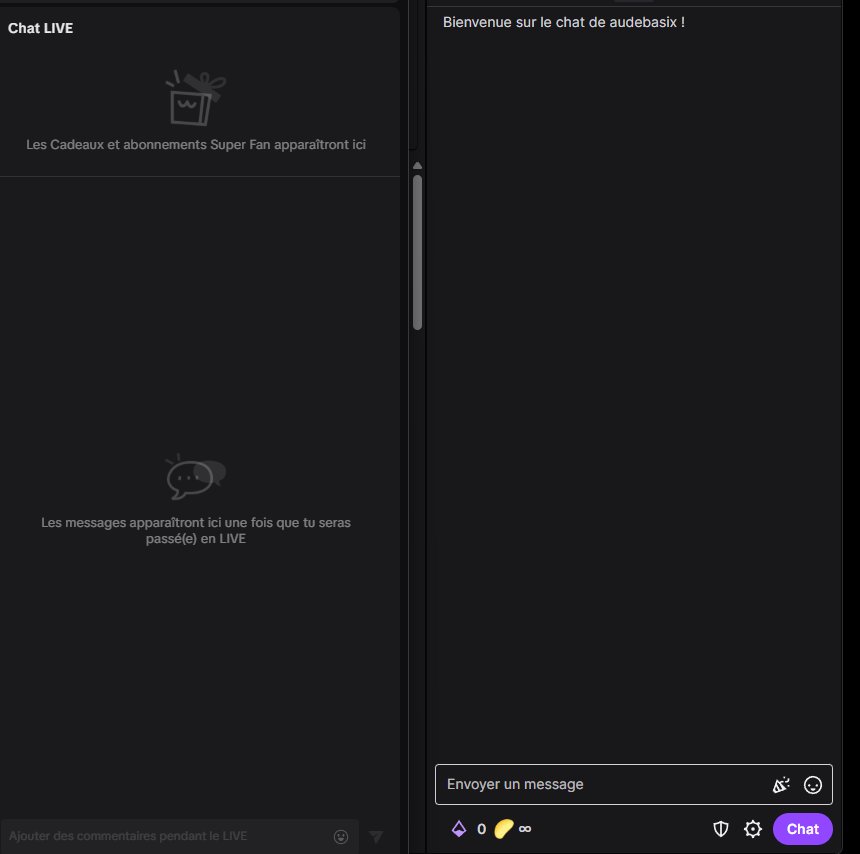Les chats TikTok et Twitch affichés côte à côte pendant un double stream